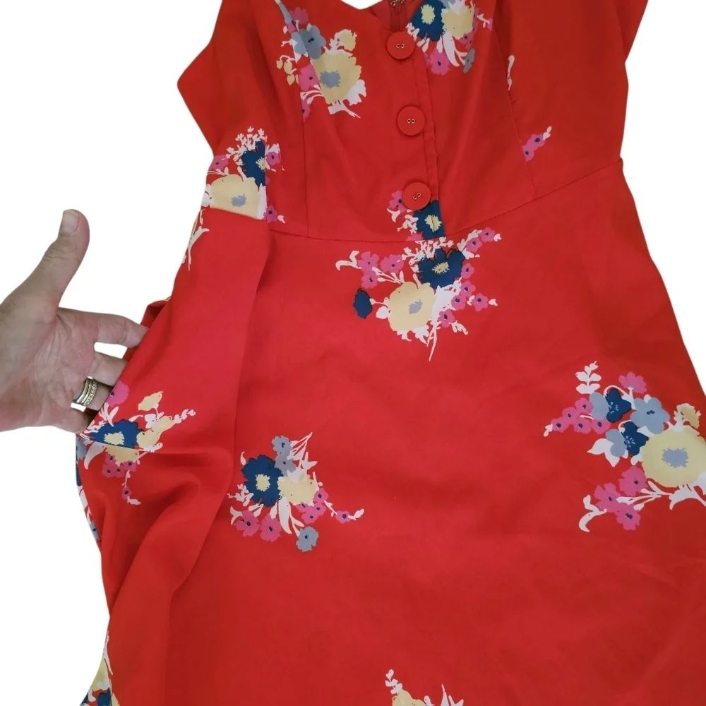 Modcloth Vibrant Red Floral Mini Dress - Picture 6 of 9